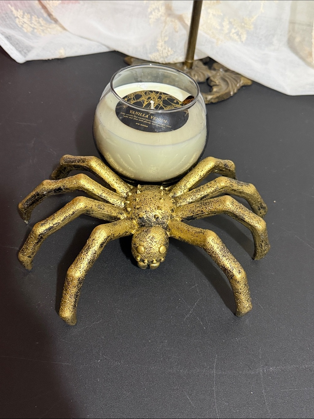 DW home Halloween gold spider vanilla venom candle